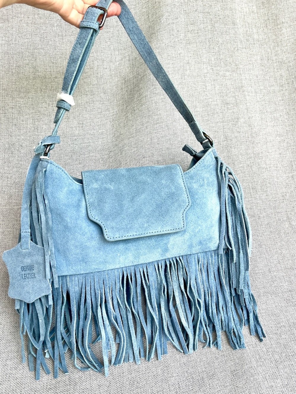 Haute Hippie Genuine Suede Fringe Shoulder bag Blue